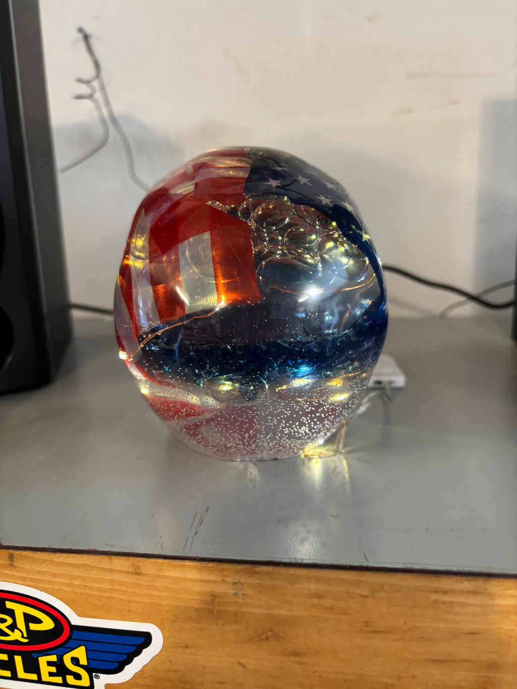 Patriotic Resin Skull with Lights